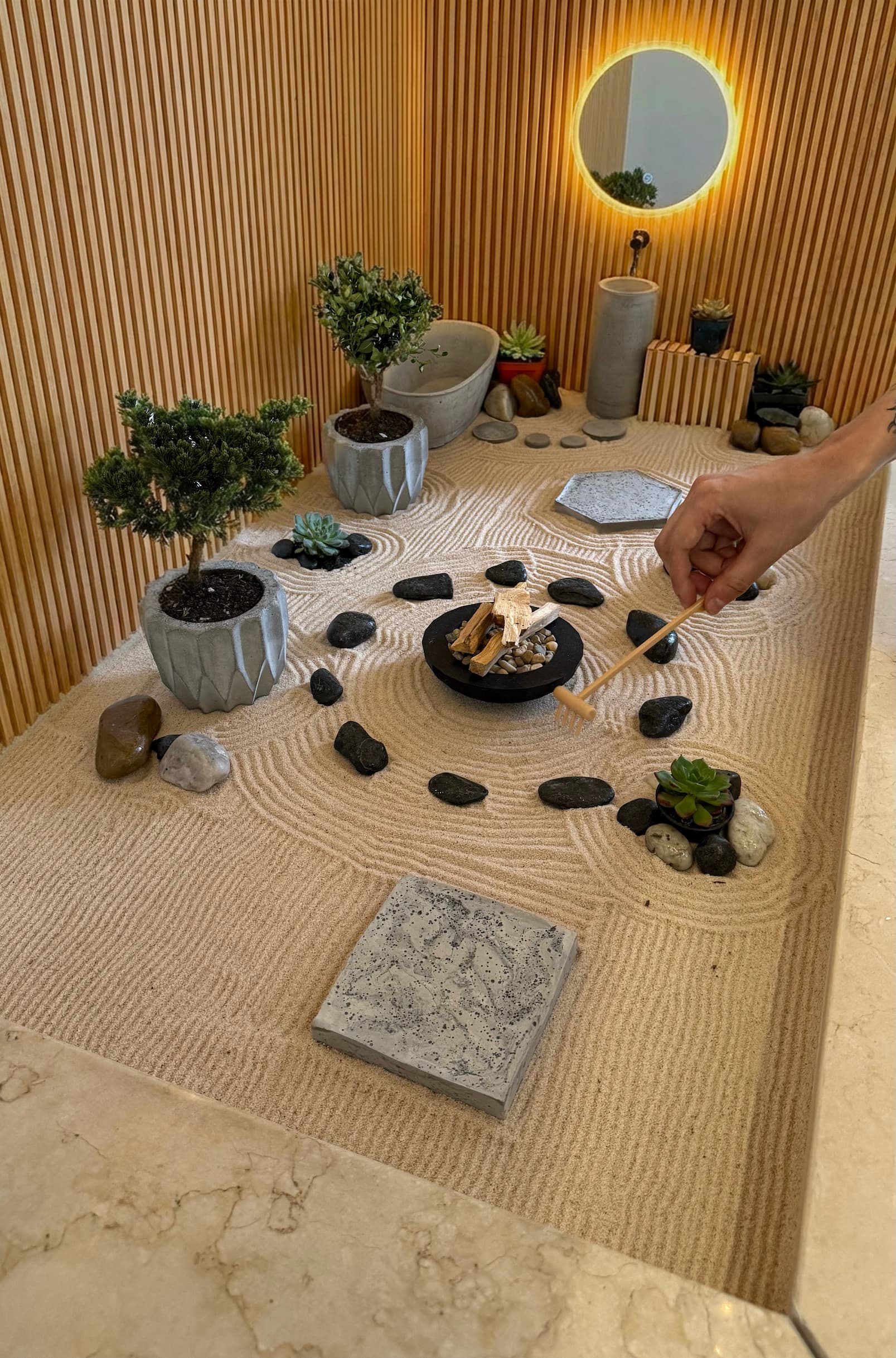 Miniature zen garden brand photography